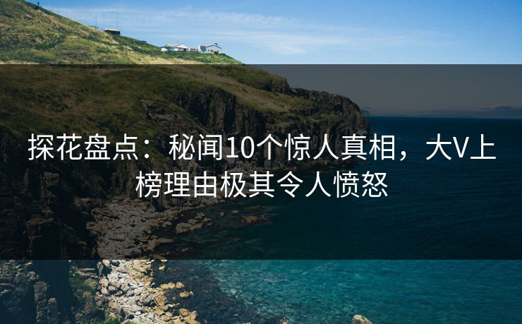探花盘点：秘闻10个惊人真相，大V上榜理由极其令人愤怒