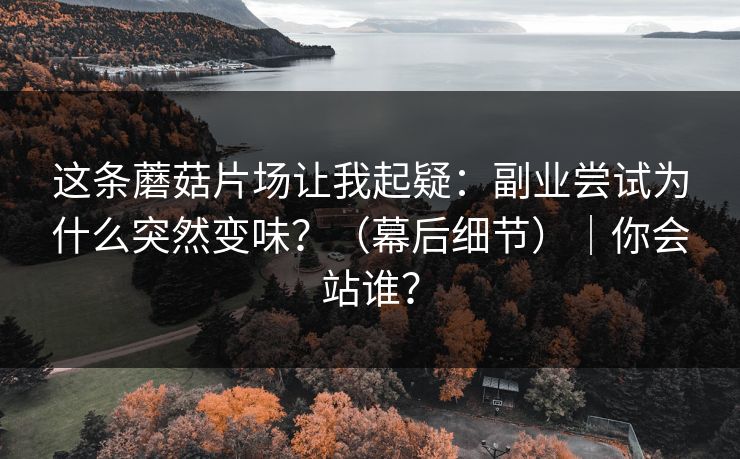 这条蘑菇片场让我起疑：副业尝试为什么突然变味？（幕后细节）｜你会站谁？