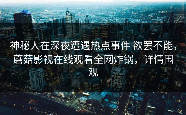 神秘人在深夜遭遇热点事件 欲罢不能，蘑菇影视在线观看全网炸锅，详情围观