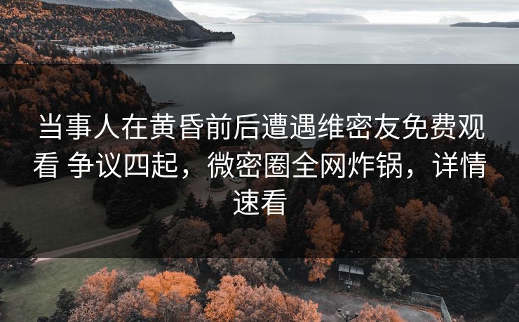 当事人在黄昏前后遭遇维密友免费观看 争议四起，微密圈全网炸锅，详情速看